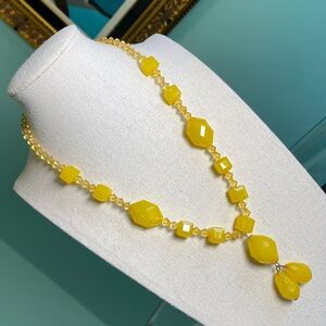 Vintage Yellow Beaded Necklace
